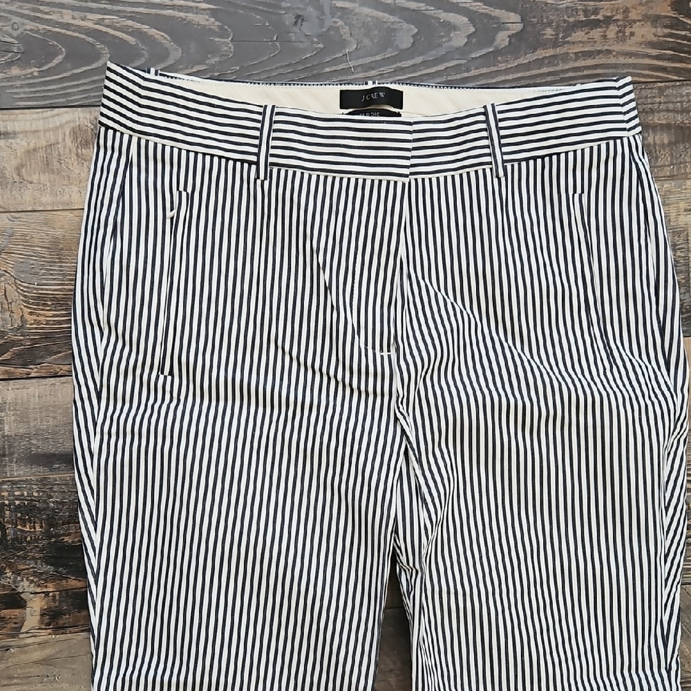 J. Crew Navy and White Striped Teddie Ankle Pants - Picture 3 of 10